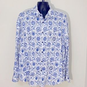 Tasso Elba white and blue casual button up shirt, like new condition XXL
